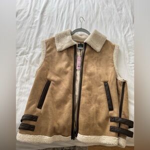 Tan Shearling Vest